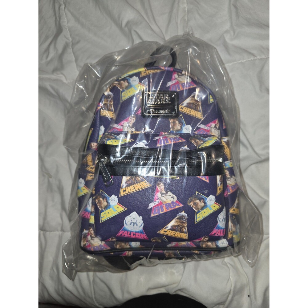 NWOT loungefly Disney star wars falcon chewie solo print mini backpack bookbag!